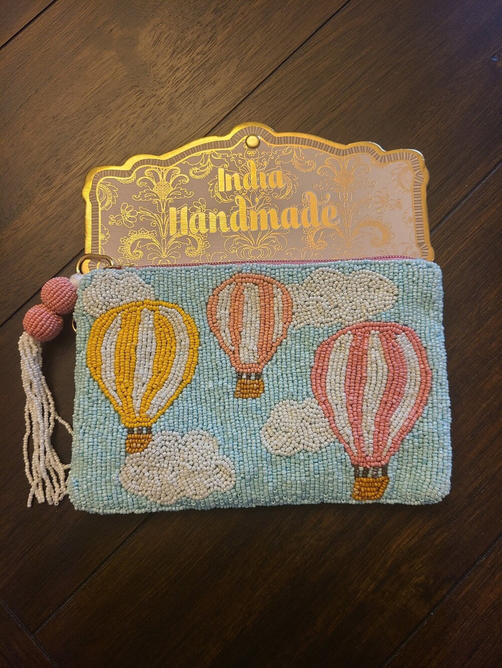 India Handcrafted Hot Air Balloon Beaded Pouch